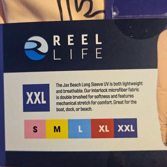 Reel Life Womens Jax Beach Long Sleeve Shirt XXL Peach UPF 50+ Moisture Wicking - Picture 5 of 7